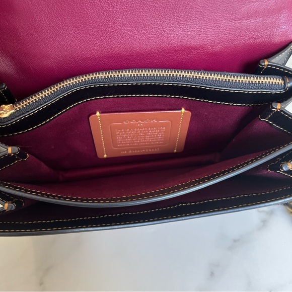 Coach 1941 Riley Top Handle 22 Signature Canvas Brass Tan Black 73937 Crossbody - Picture 13 of 16